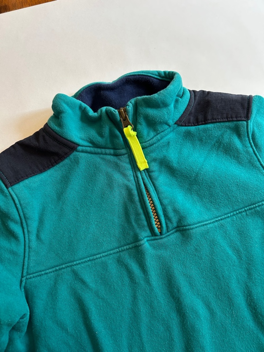 Lands’ End Teal Quarter Zip Sweatshirt Green Blue Boys Size 8 Fleece Pullover - Picture 4 of 8